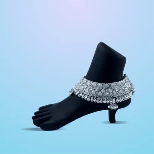 Bridal Payal RC-105 — silver bridal & heavy payal