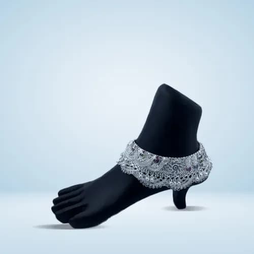 Bridal Payal RC-106 — silver bridal & heavy payal