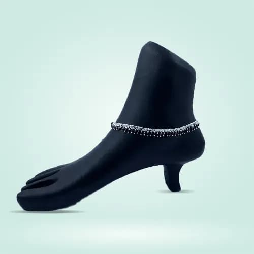 Meena Payal RP-118 — silver meena & stone payal