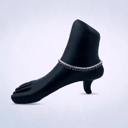 Meena Payal RP-119 — silver meena & stone payal