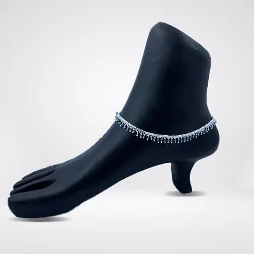 Meena Payal RP-120 — silver meena & stone payal