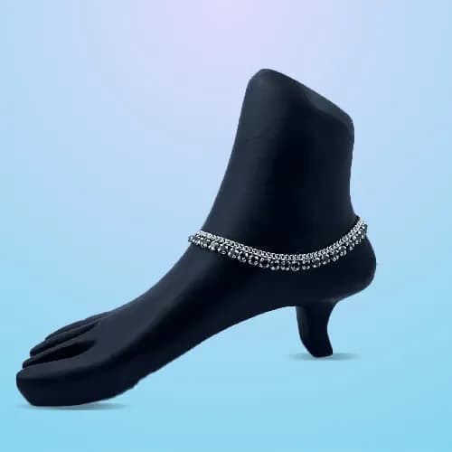 Meena Payal RP-124 — silver meena & stone payal