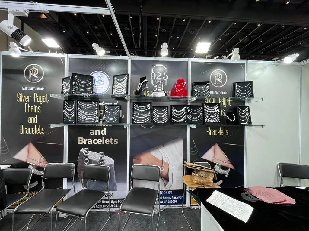 Payal, chains and bracelets on display